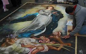 Photo de Scuola Napoletana dei Madonnari - Performance picturale - Trompe l'oeil - Fresque - ITALIE