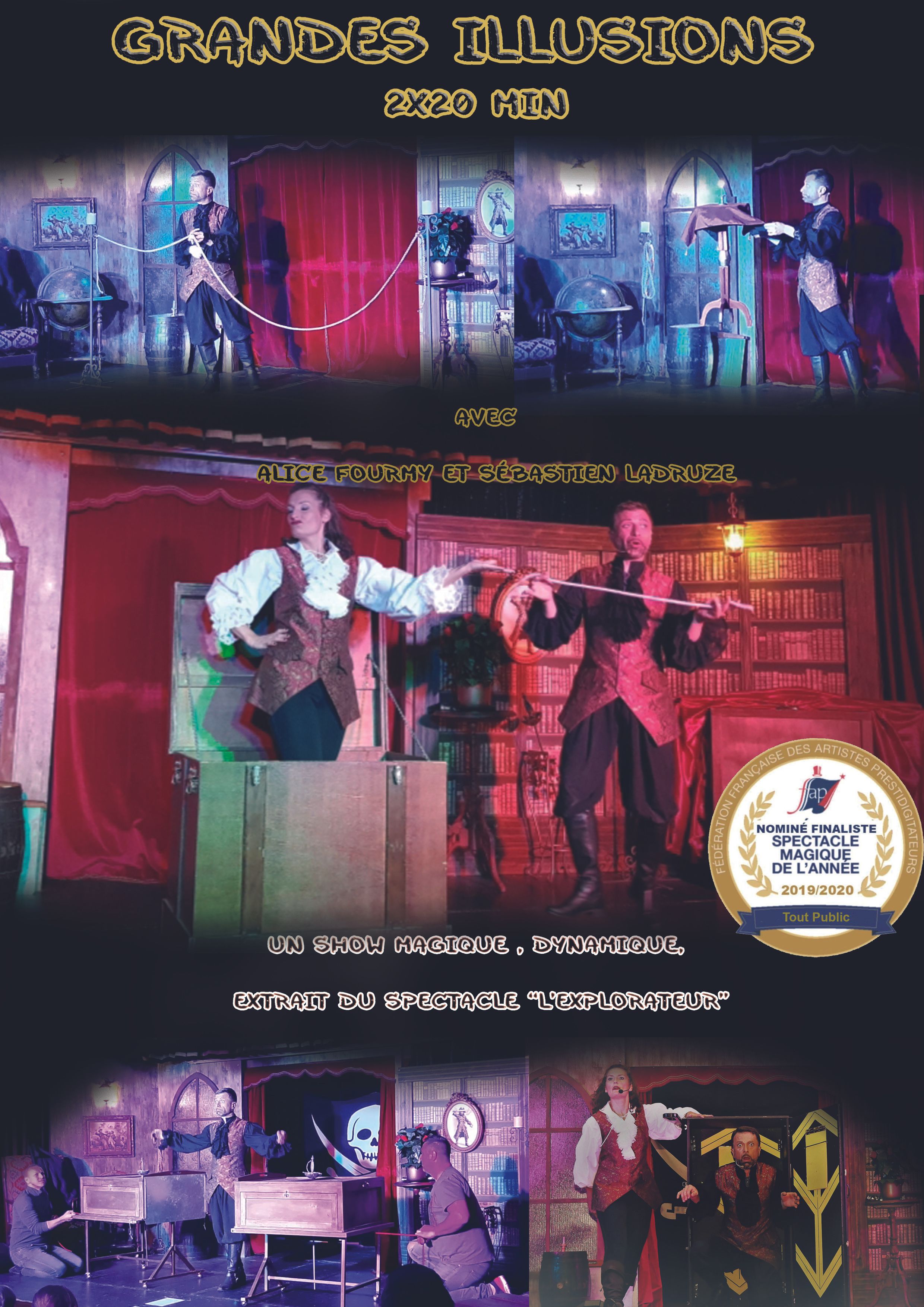 spectacle Magique de grandes illusions avec Sébastien ladruze Magicien et sa Partenaire Alice  dans l’Yonne ,la Seine-et-Marne, la Côte-d'Or, l'Aube, les Yvelines, la Saône-et-Loire, la Nièvre, l'Essonne et le Loiret.    